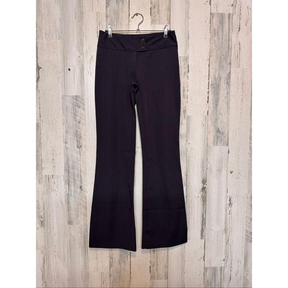 Spring Street Vintage Pinstripe Flare Dress Pants Charcoal/Pink Women’s 3